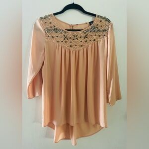 Peach blouse XS with beaded embellishment